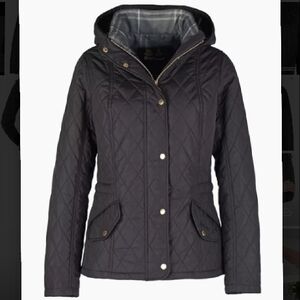 Womens Navy Barbour Millfire Quilted Hooded Jacket NWT Size 8